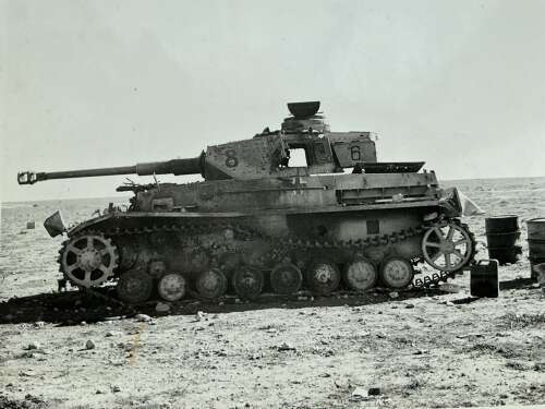 An official photograph of a destroyed Mark IV 75 mm panzer
