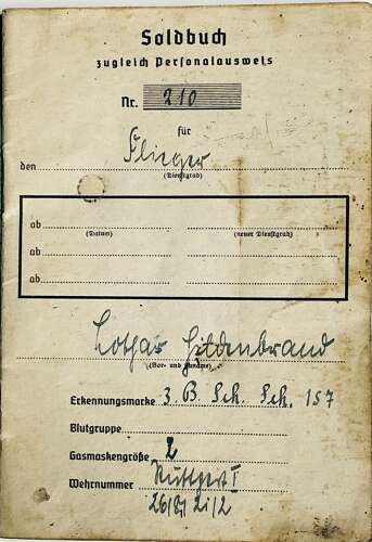 Luftwaffe Soldbuch to Flieger Lothar Hildenbrand 6./Fallsch JG.Rgt.5.