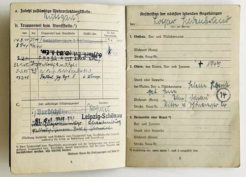 Luftwaffe Soldbuch to Flieger Lothar Hildenbrand 6./Fallsch JG.Rgt.5.