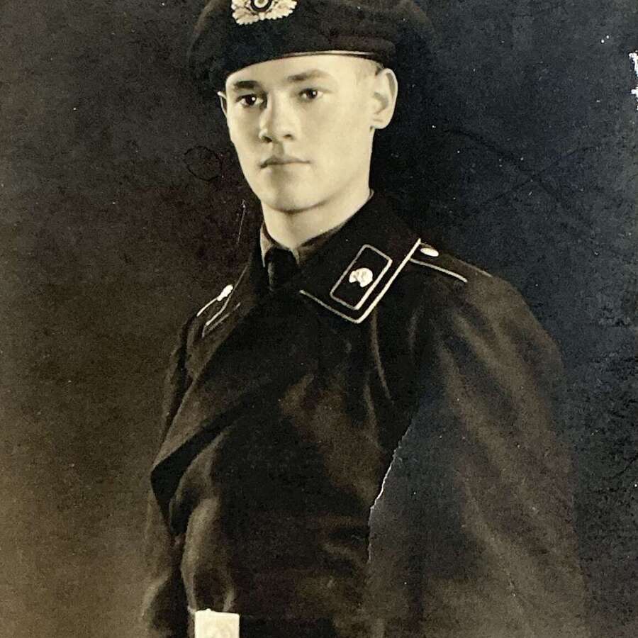 Postcard image of young panzer crewman  dated 1936