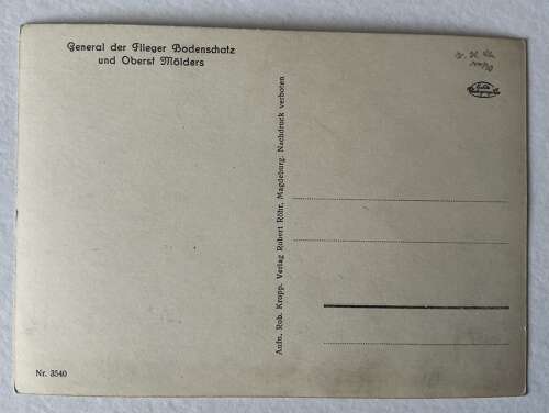 Postcard of Werner Molders and Karl Bodenschatz
