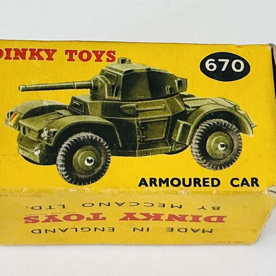 A boxed dinky Daimler armoured car 1950s