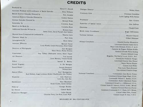 Longest day film promotional pamphlet dated 1962