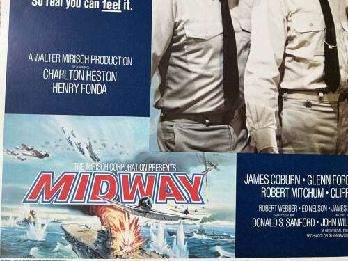 A lobby card from the 1976 version of the Battle of Midway