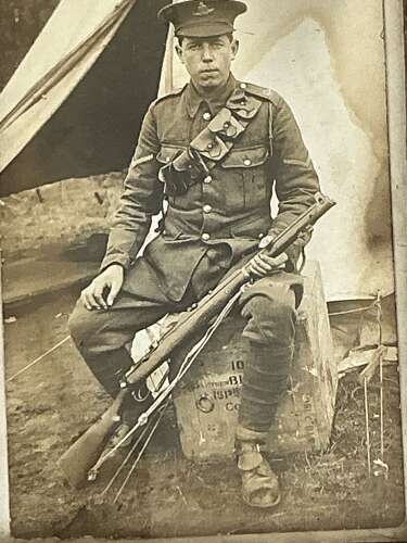 A framed image of WW1 young British Tommie (Royal artillery)