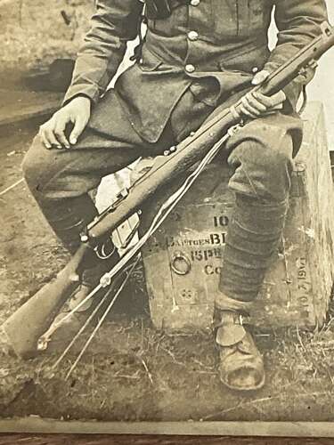 A framed image of WW1 young British Tommie (Royal artillery)