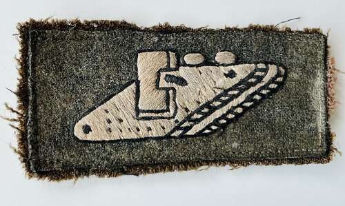 Royal Armoured Corps cloth unit arm badge uniform removed